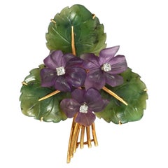 Austrian Retro hardstone posy brooch