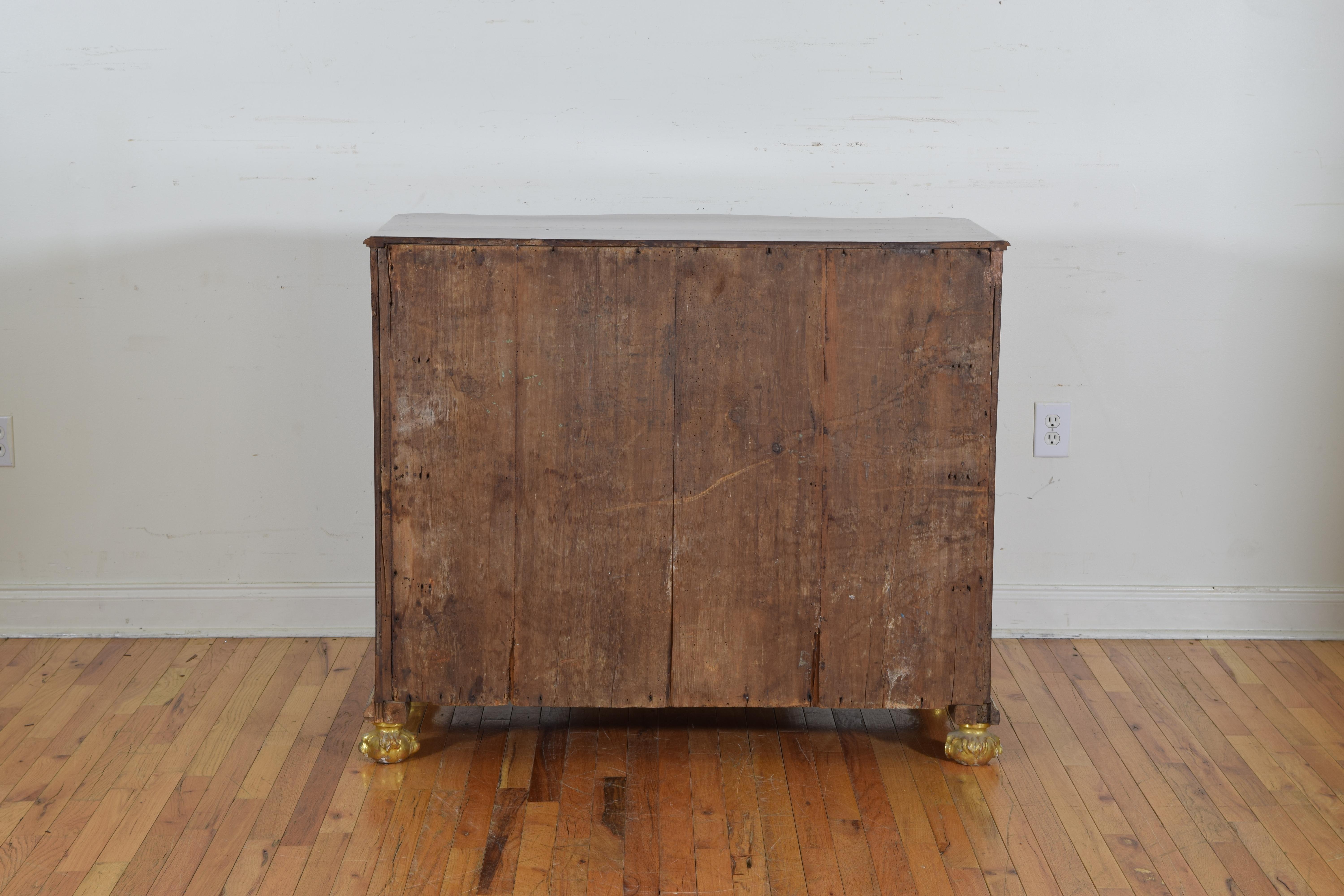 Austrian Rococo Walnut and Gilded Four-Drawer Commode, 18th Century 7