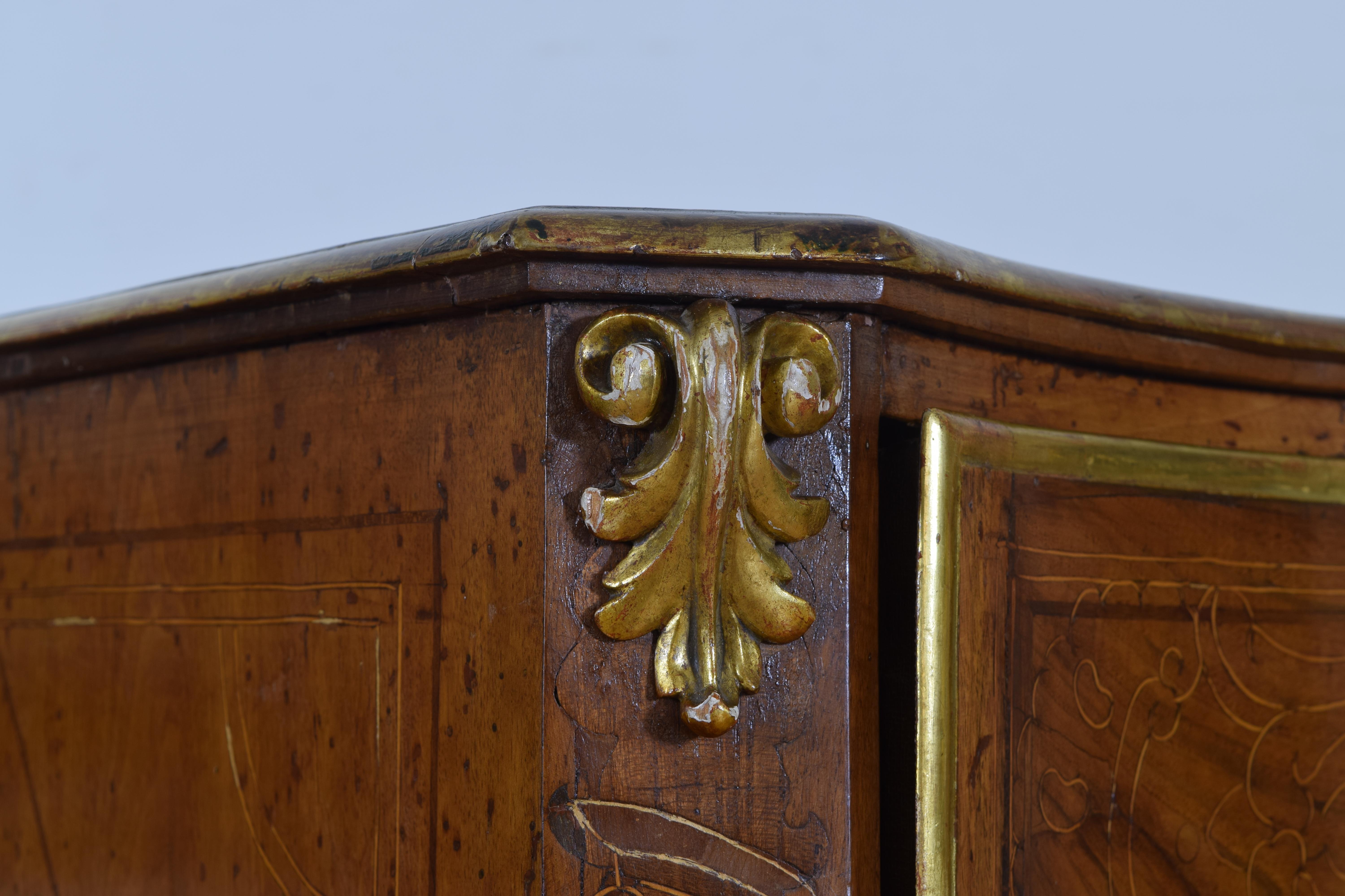 Austrian Rococo Walnut and Gilded Four-Drawer Commode, 18th Century 4