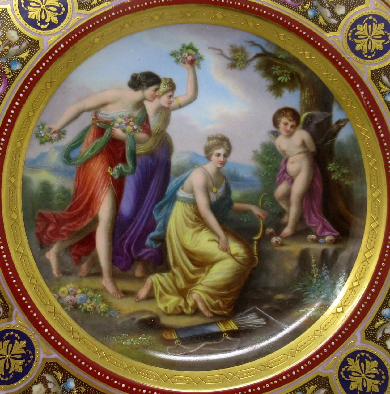 Österreichischer Royal Vienna Angelica Kauffman Porzellan-Teller, handbemalt, 19. Jahrhundert (Viktorianisch) im Angebot
