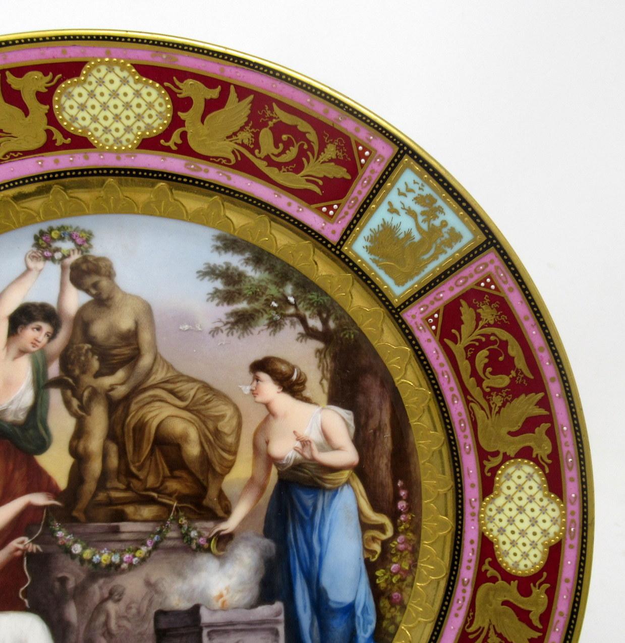 Autrichien Assiette de cabinet autrichienne Royal Vienna Angelica Kauffman en porcelaine peinte à la main 19c en vente