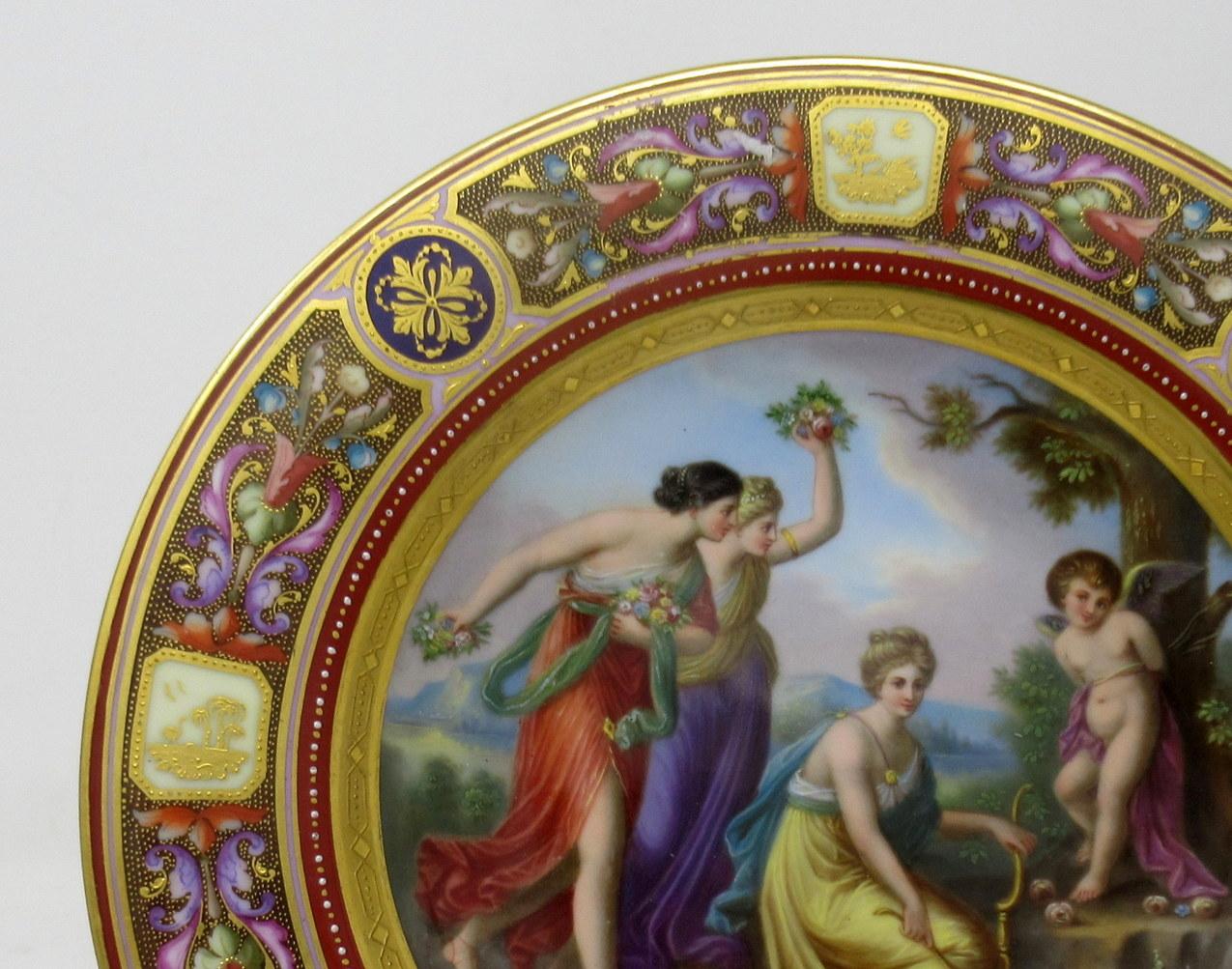 Assiette de cabinet en porcelaine peinte à la main de la famille royale autrichienne de Vienne Angelica Kauffman (19C) Bon état - En vente à Dublin, Ireland
