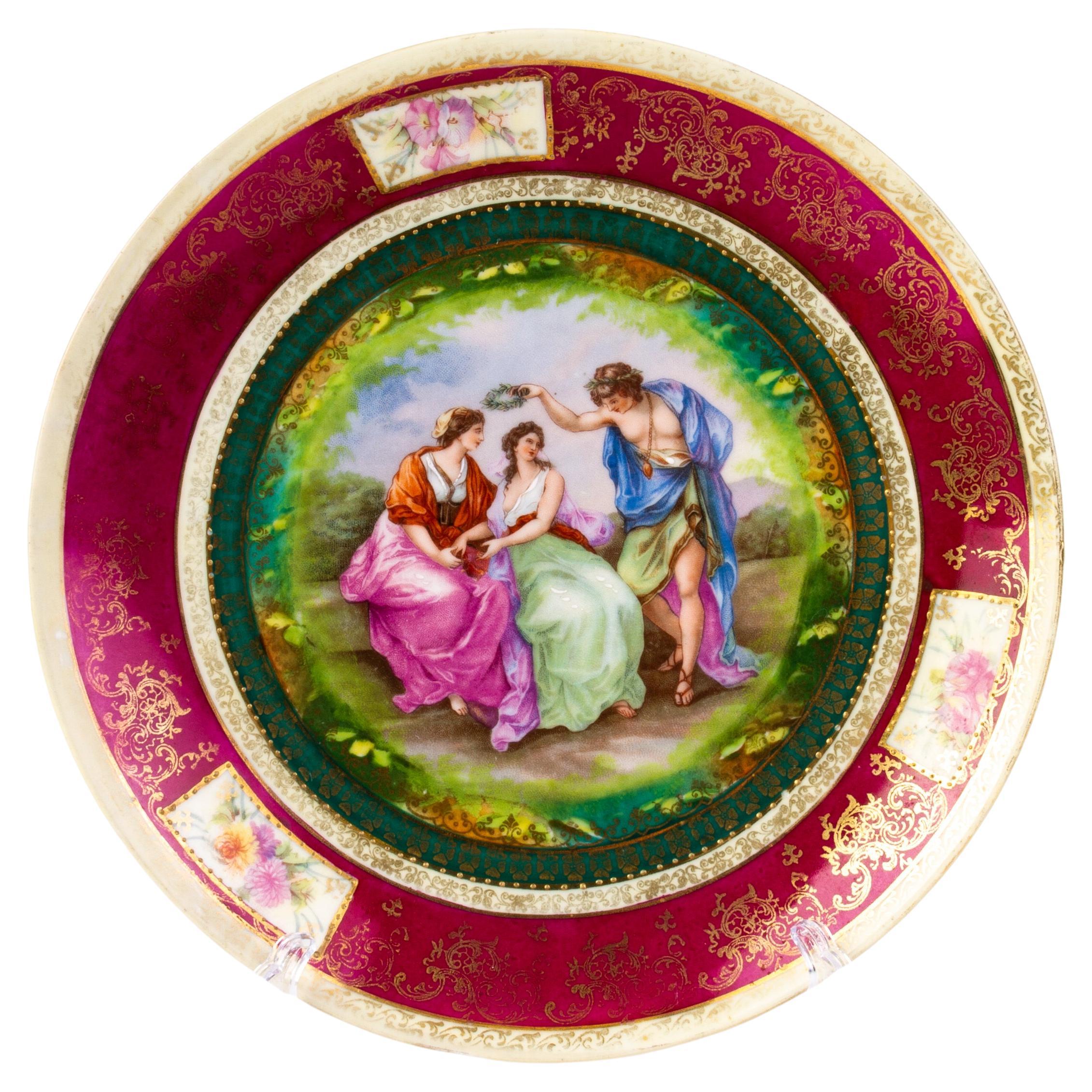 Assiette de cabinet autrichienne royale de Vienne en porcelaine fine 