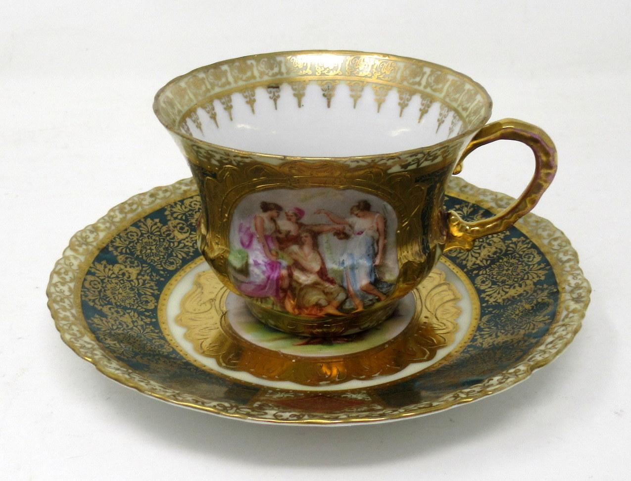 Hand-Painted Austrian Royal Vienna Mythological Themed Angelica Kauffman Tea Cup Saucer 19ct