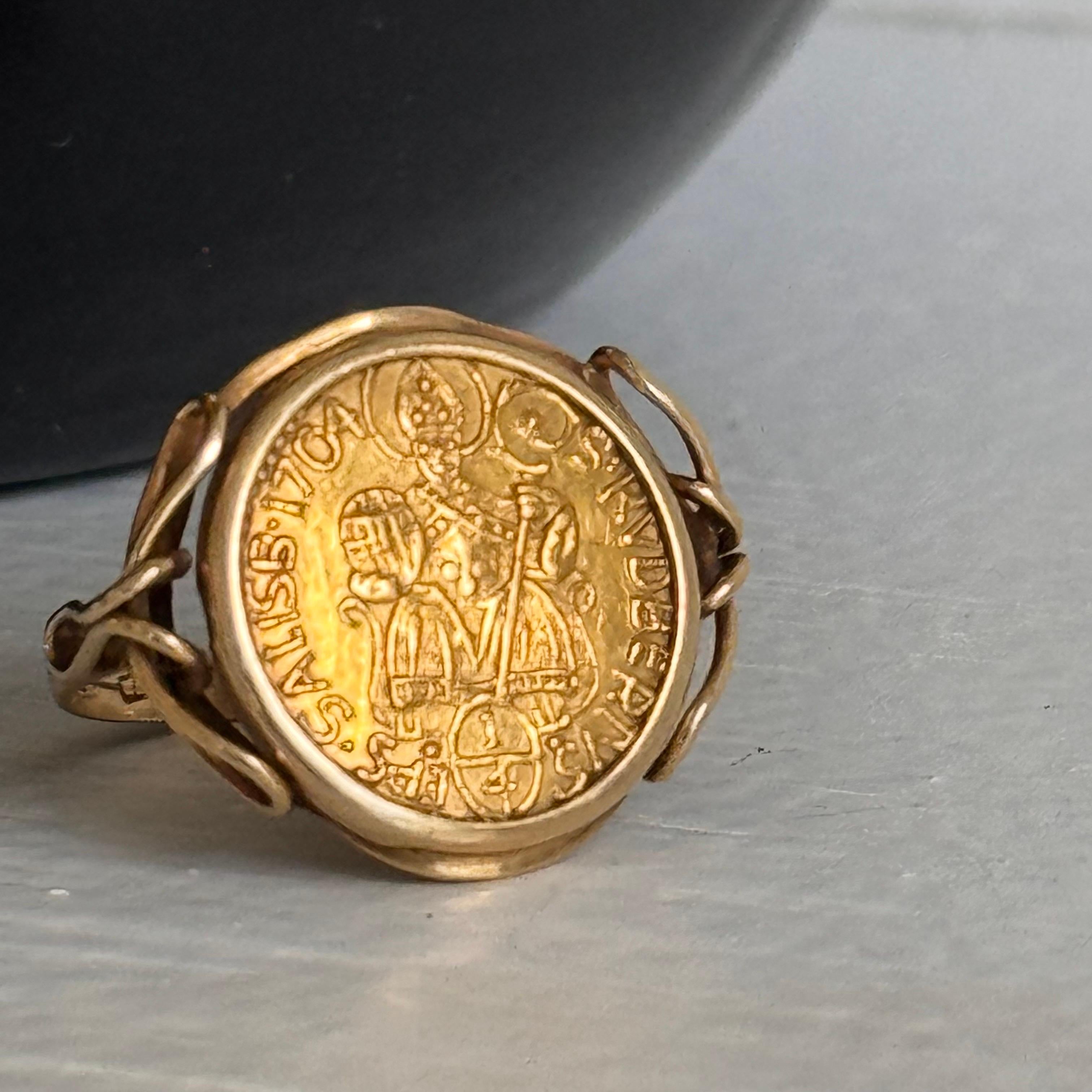 Austrian Salzburg 1704 1/4 Ducat Coin Ring in 20kt Gold Frame - Size 6 1/2 For Sale 5