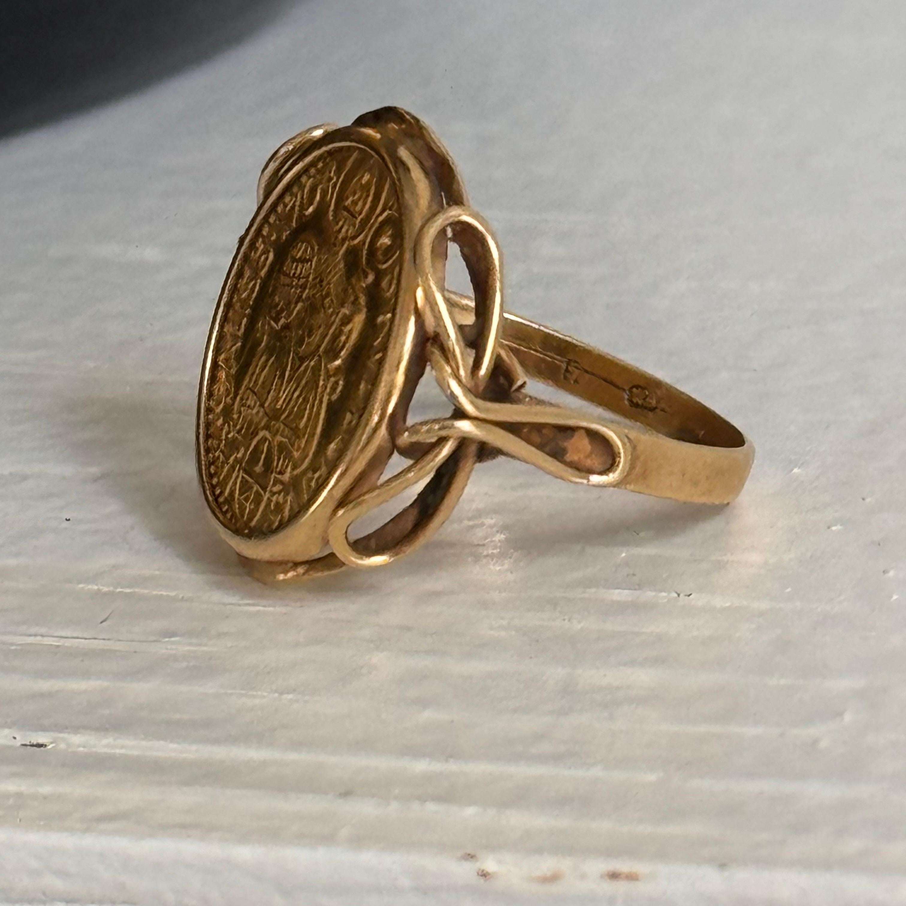 Austrian Salzburg 1704 1/4 Ducat Coin Ring in 20kt Gold Frame - Size 6 1/2 For Sale 3