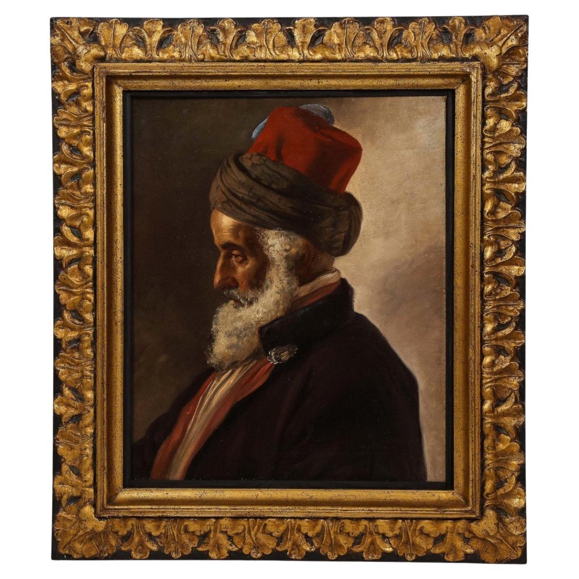 École autrichienne, 19e siècle, portrait orientaliste d'un sultan turc