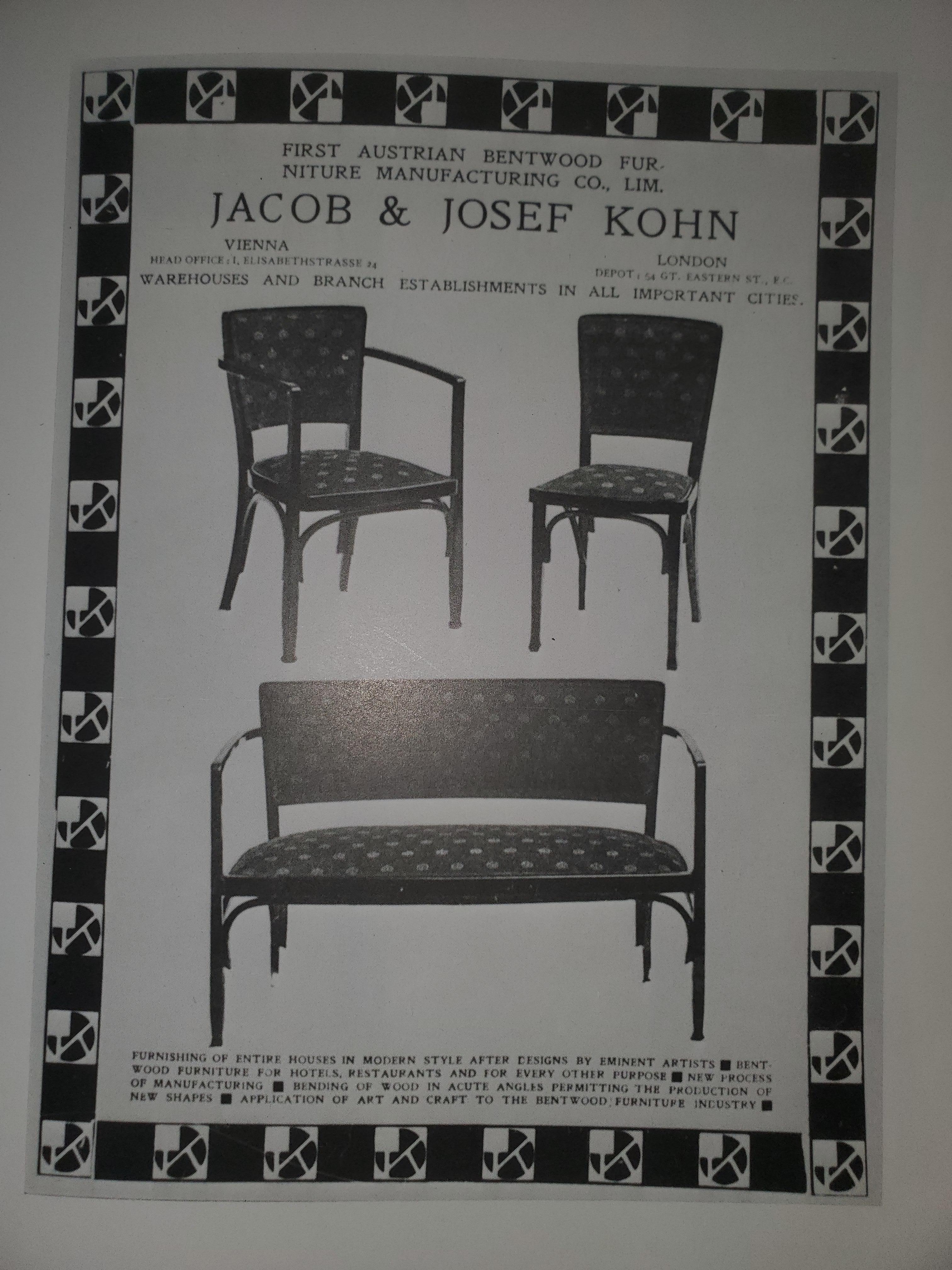 Austrian Secessionist Settee/ Loveseat by Koloman Moser for J & J Kohn 6