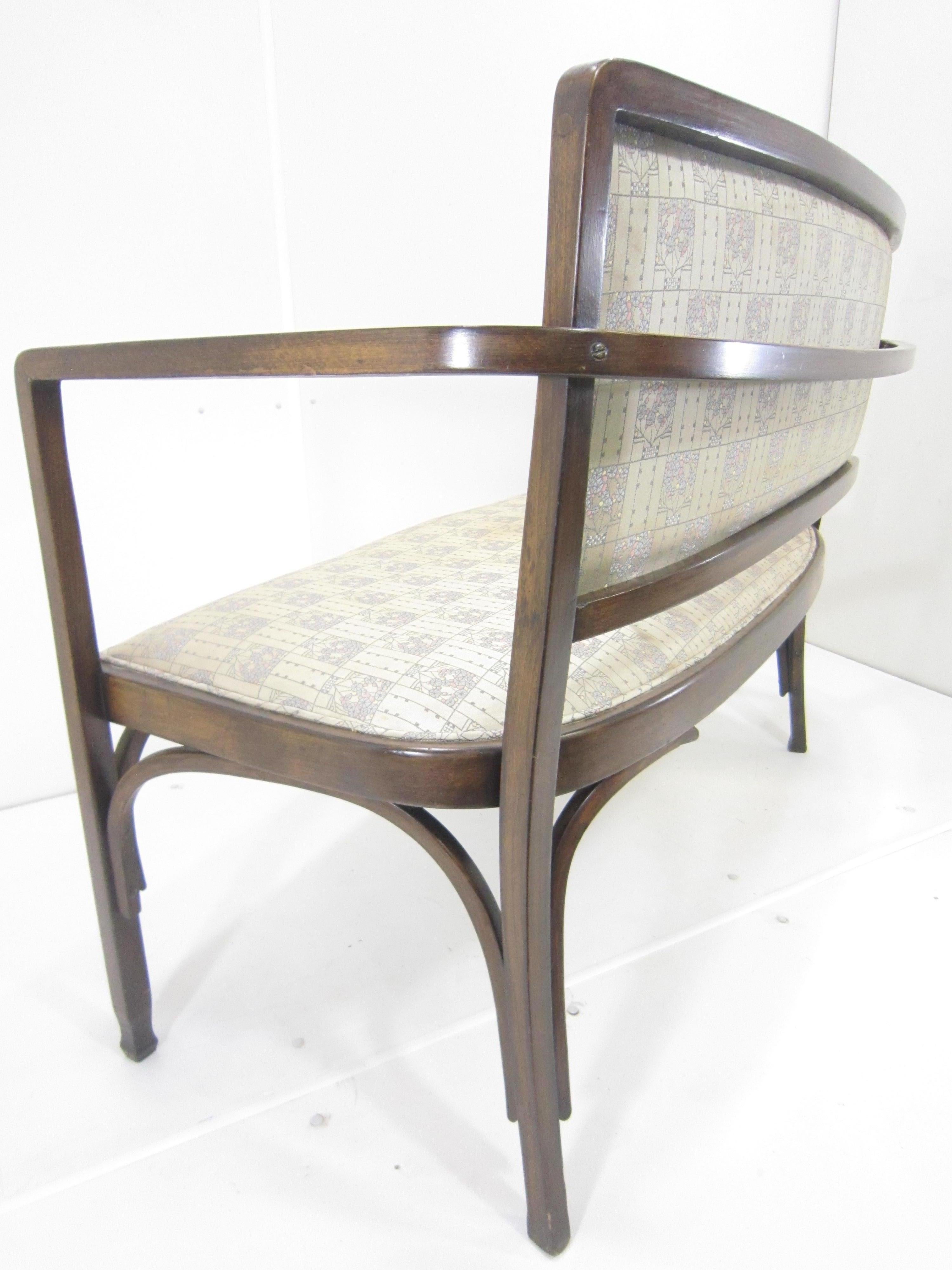 20th Century Austrian Secessionist Settee/ Loveseat by Koloman Moser for J & J Kohn