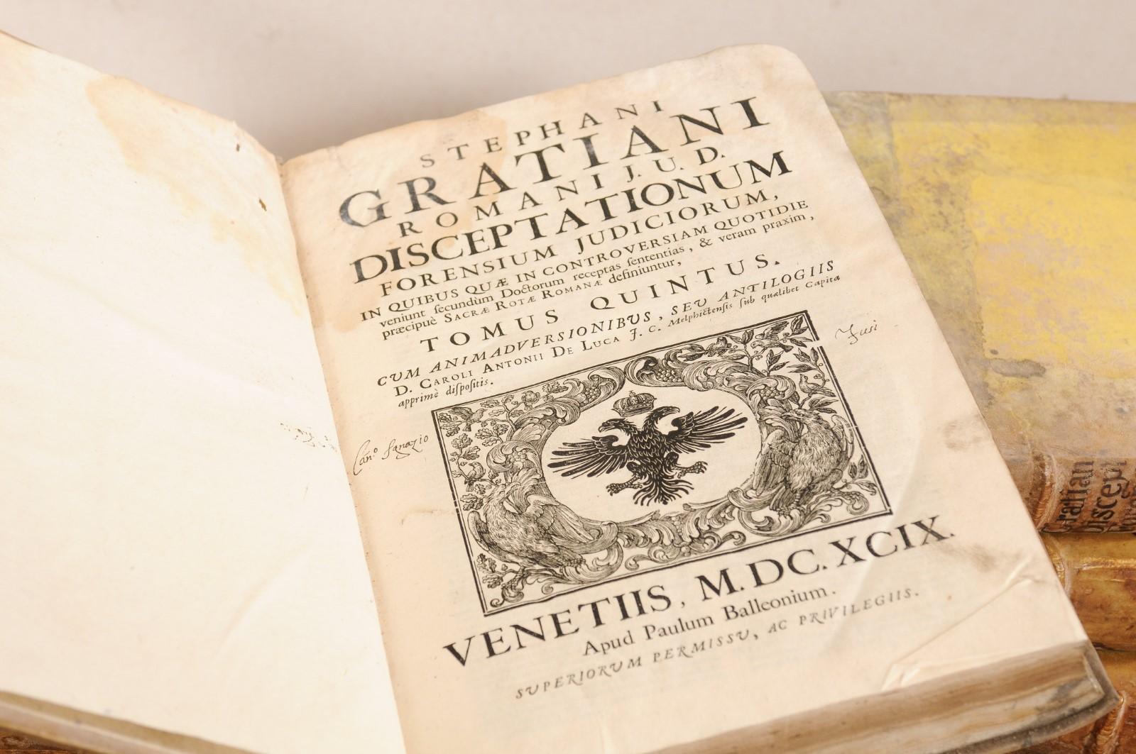 Austrian Set of Six Vellum Bound Books, Circa 1699 In Good Condition For Sale In Atlanta, GA