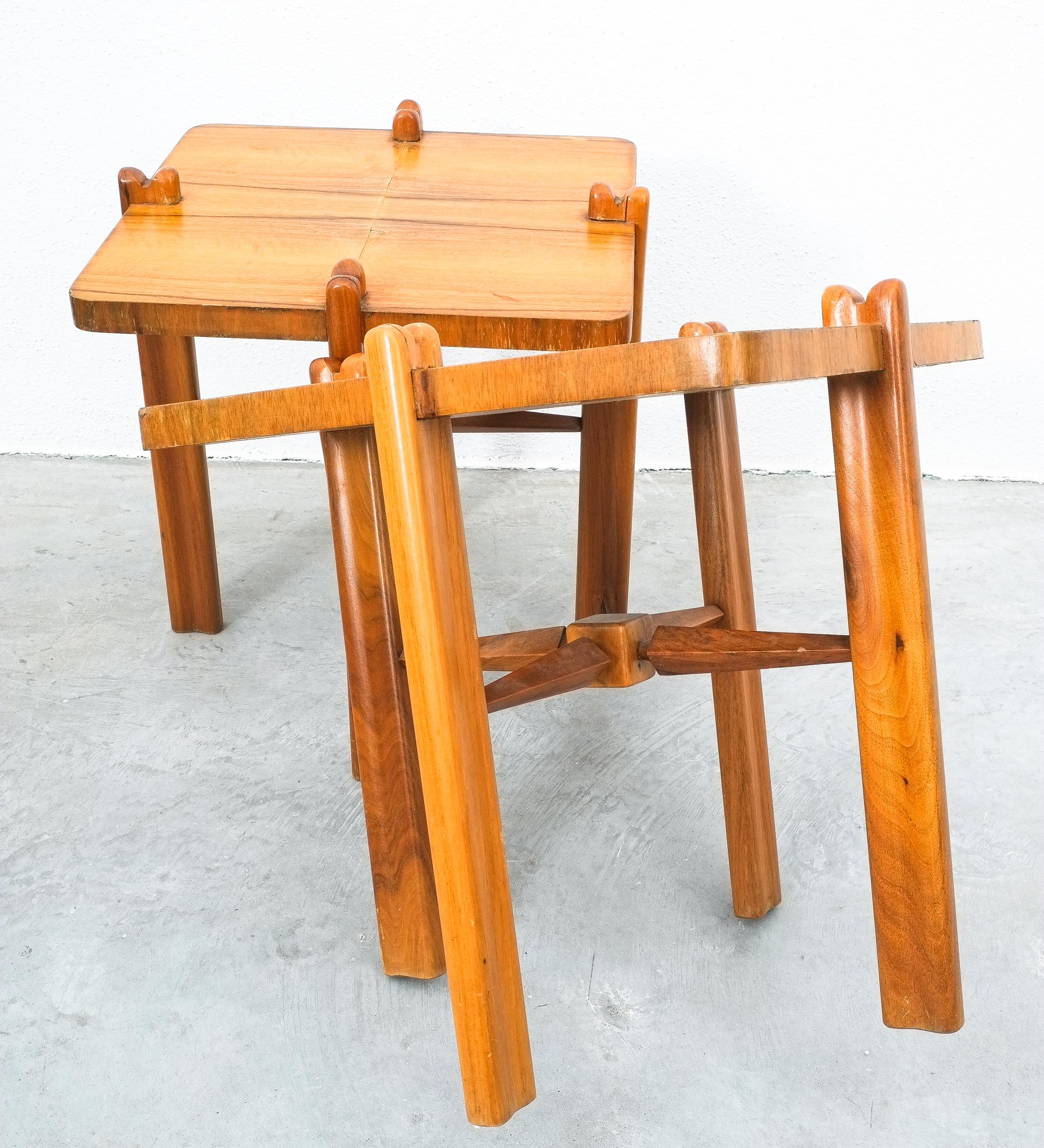 Austrian Mid Century Side Tables Walnut Wood Josef Frank, circa 1955 For Sale