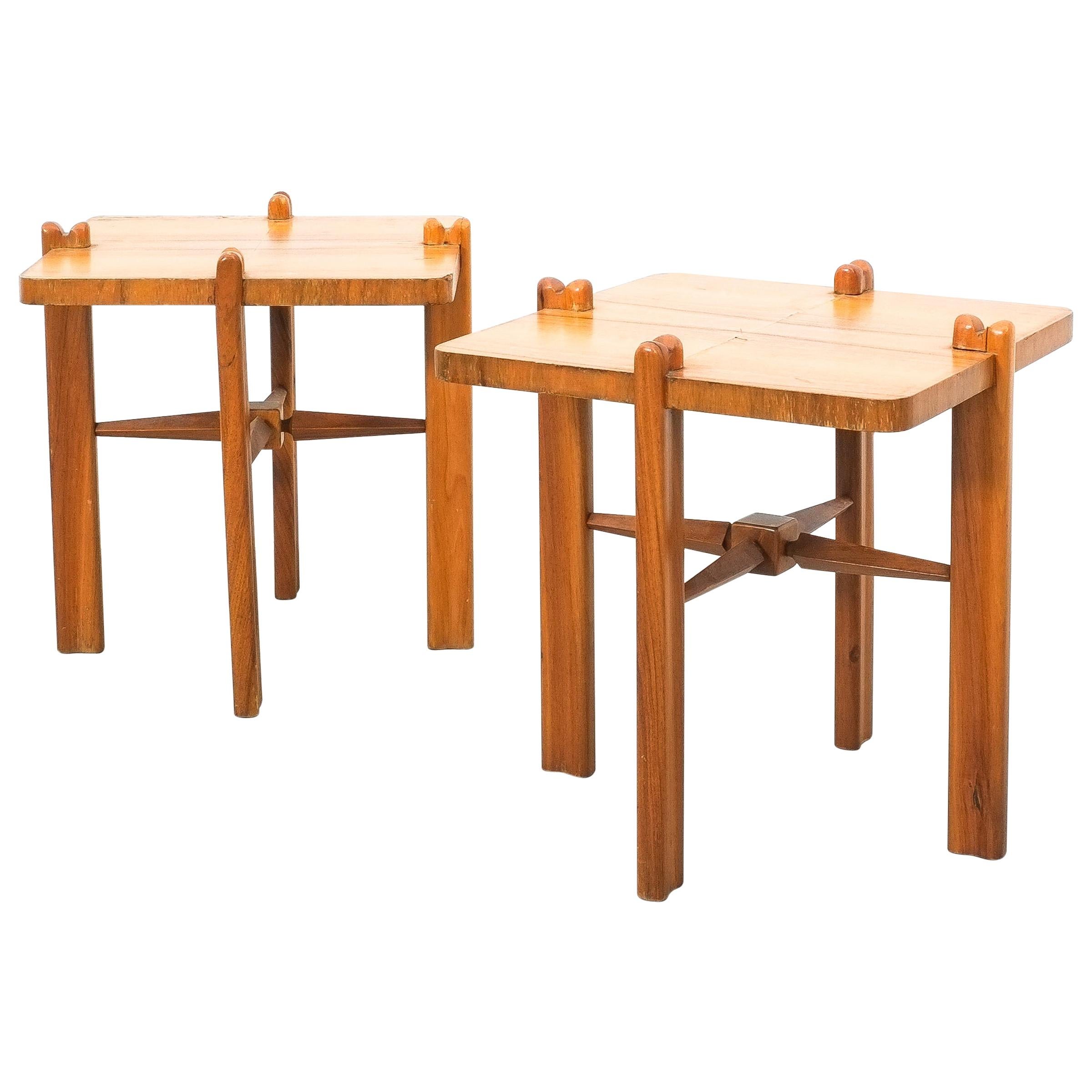 Mid Century Side Tables Walnut Wood Josef Frank, circa 1955 For Sale