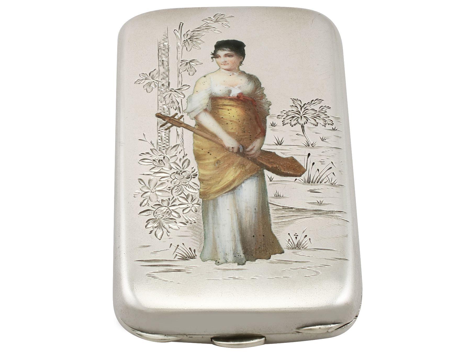 Early 20th Century Austrian Silver and Enamel Cigarette Case, Antique, circa 1910