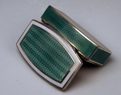 Austrian Silver Art Nouveau Box White and Green Enameled Georg Adam Scheid 1900