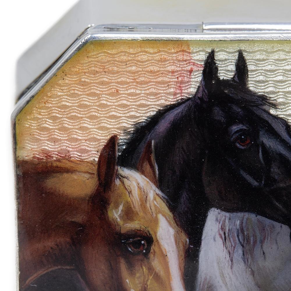 Austrian Silver & Enamel Horse Snuff Box For Sale 5