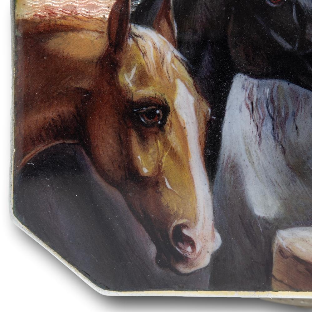 Austrian Silver & Enamel Horse Snuff Box For Sale 6