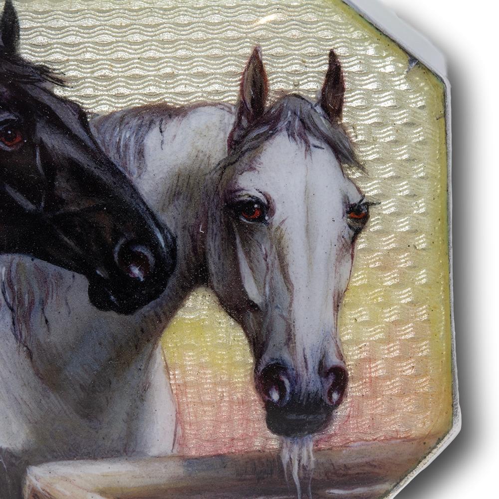 Austrian Silver & Enamel Horse Snuff Box For Sale 9