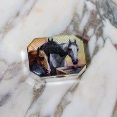 Austrian Silver & Enamel Horse Snuff Box