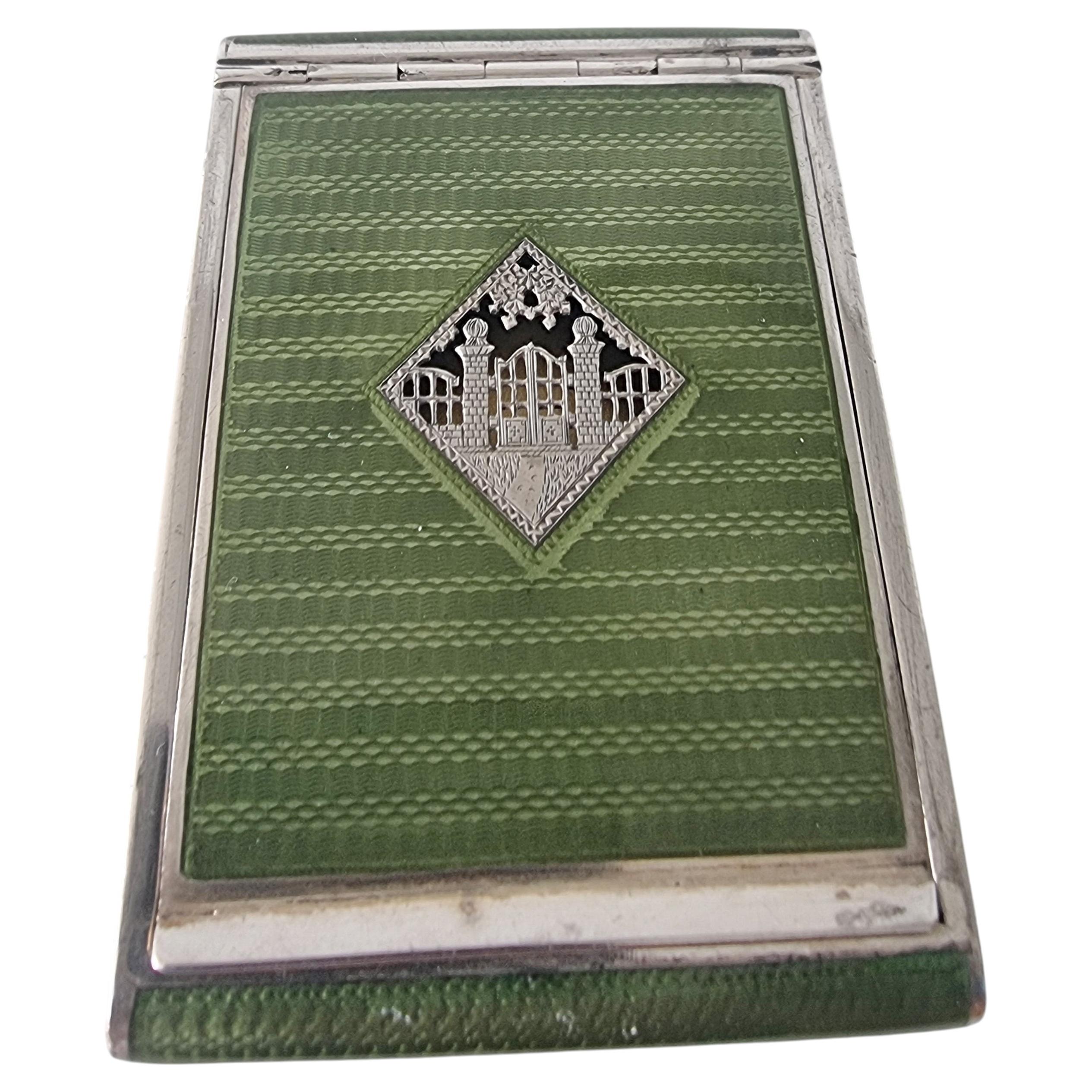 Austrian Silver-Gilt and Green Guilloché Enamel Cigarette Case
