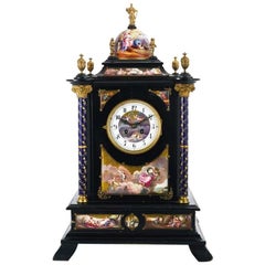 Austrian Silver Gilt, Wood and Enamel Clock Cabinet Table