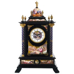 Austrian Silver Gilt, Wood and Enamel Clock Cabinet Table