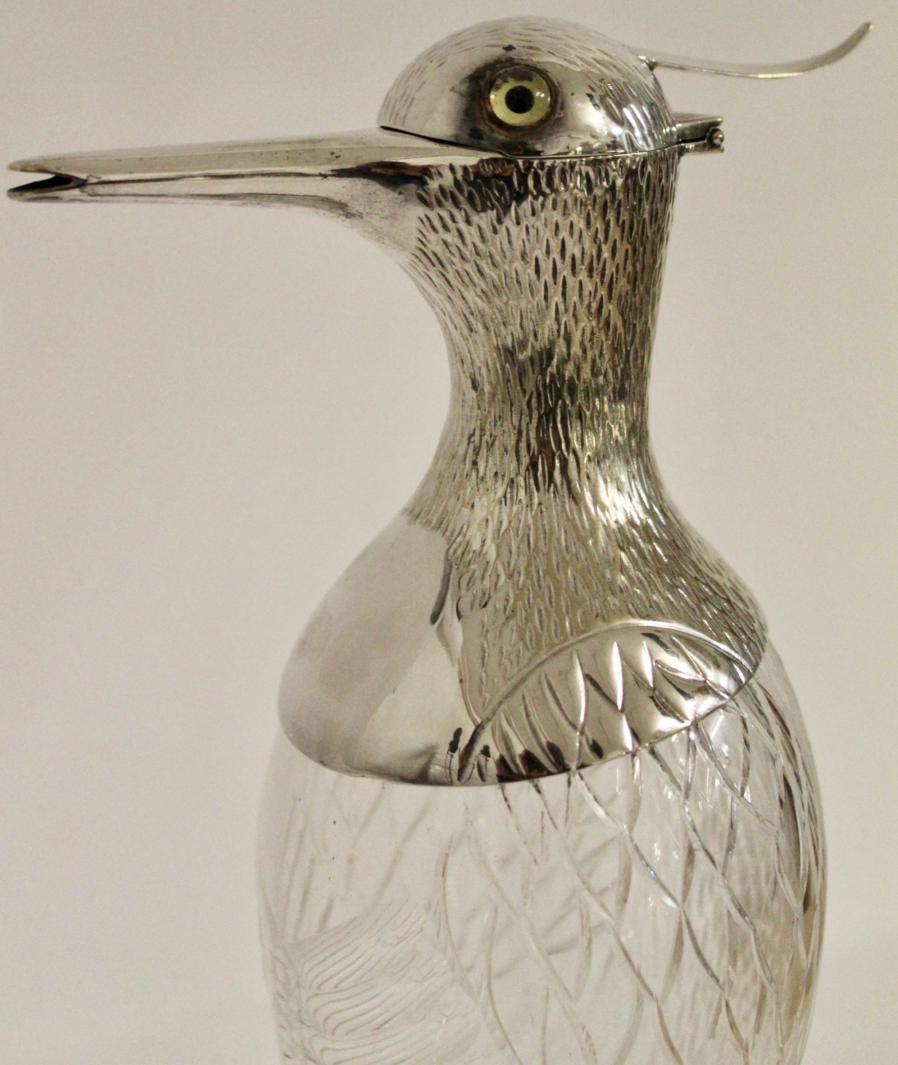 Austrian Silver Plate Bird Shaped Decanter, circa 1930 In Good Condition For Sale In London, GB