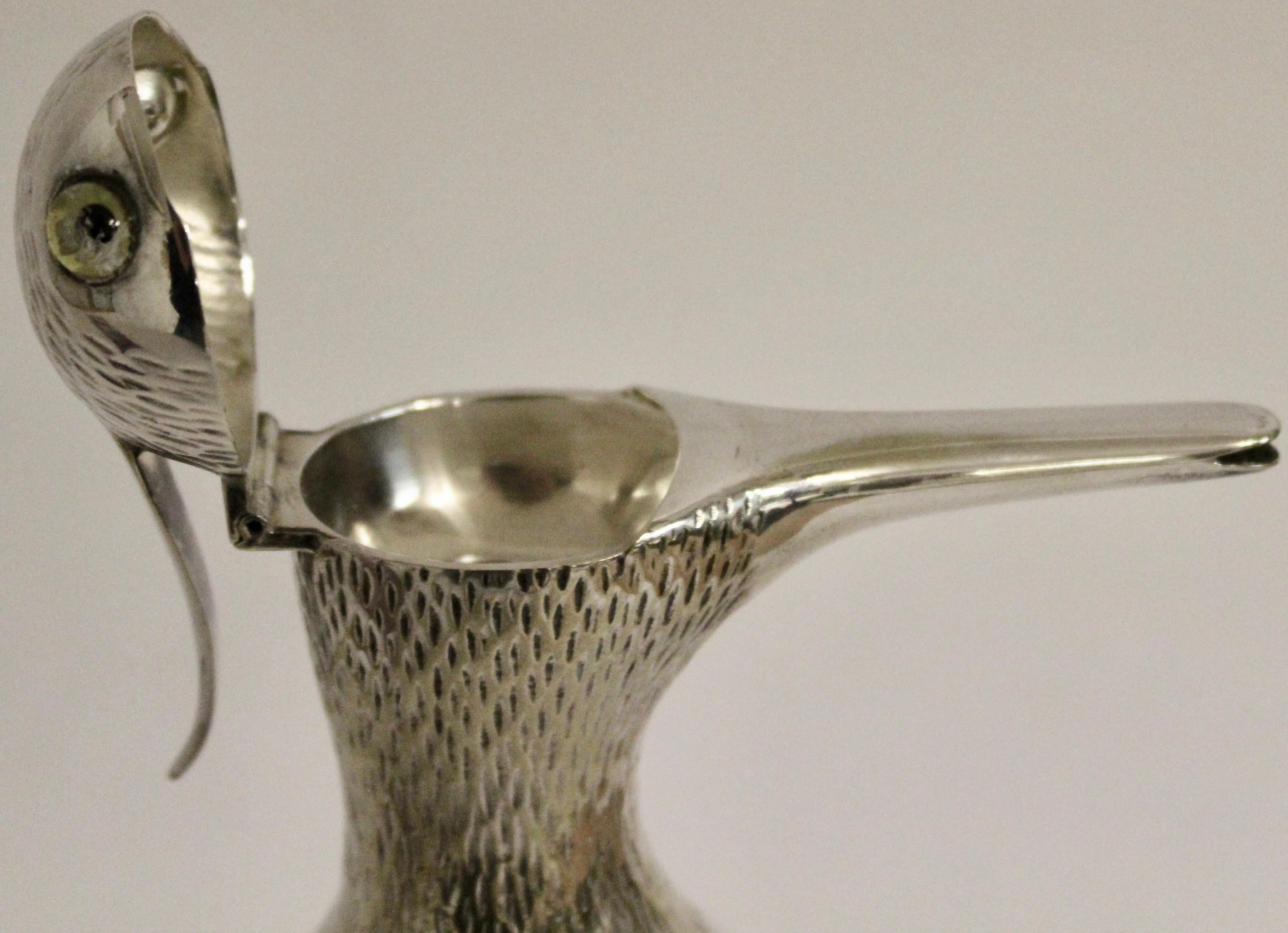 Mid-20th Century Austrian Silver Plate Bird Shaped Decanter, circa 1930 For Sale