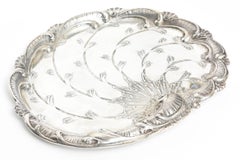 Austrian Silver Swirled and Scalloped Tray with Raised Engraving