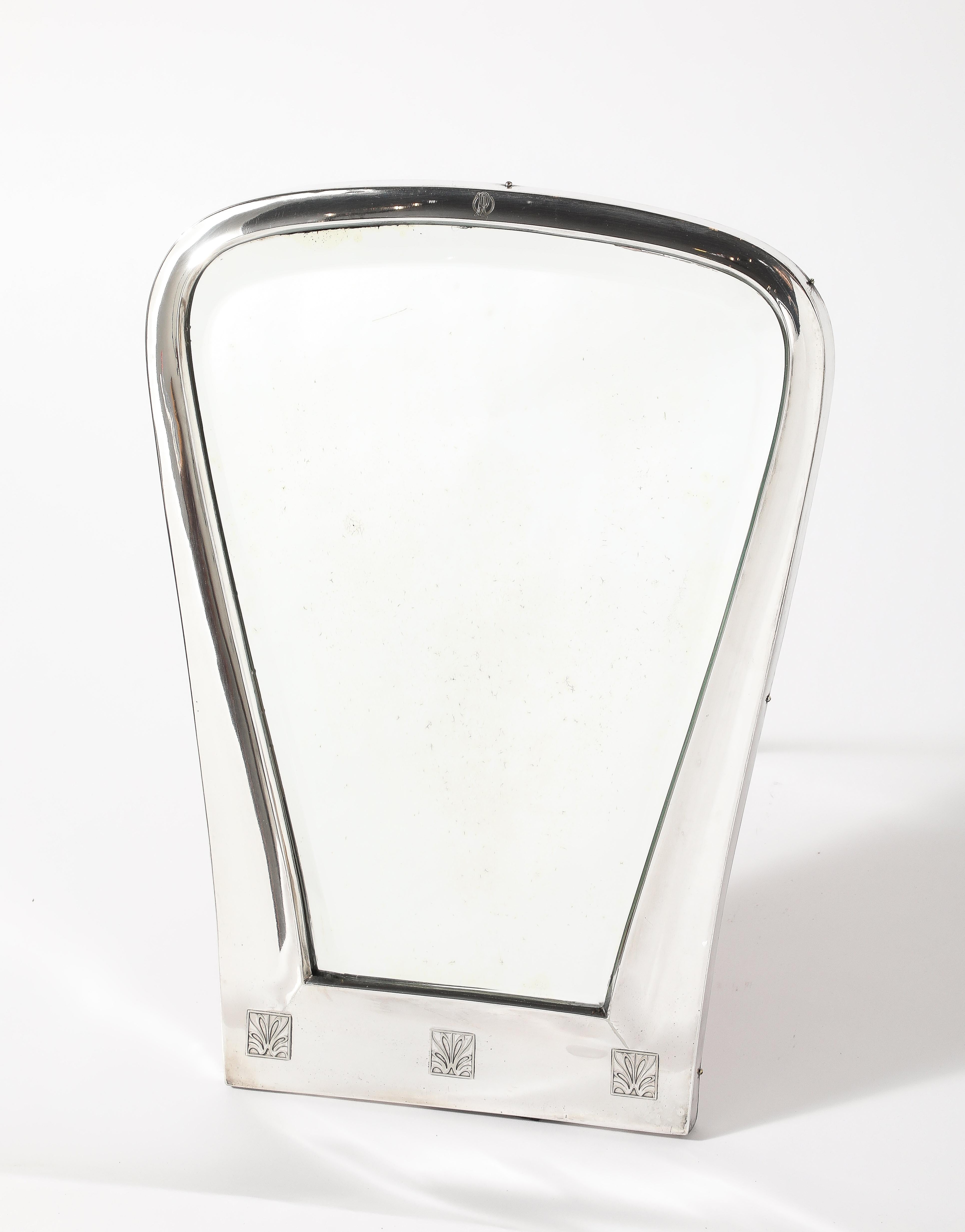 Art Deco Austrian Silver Toilette Mirror For Sale