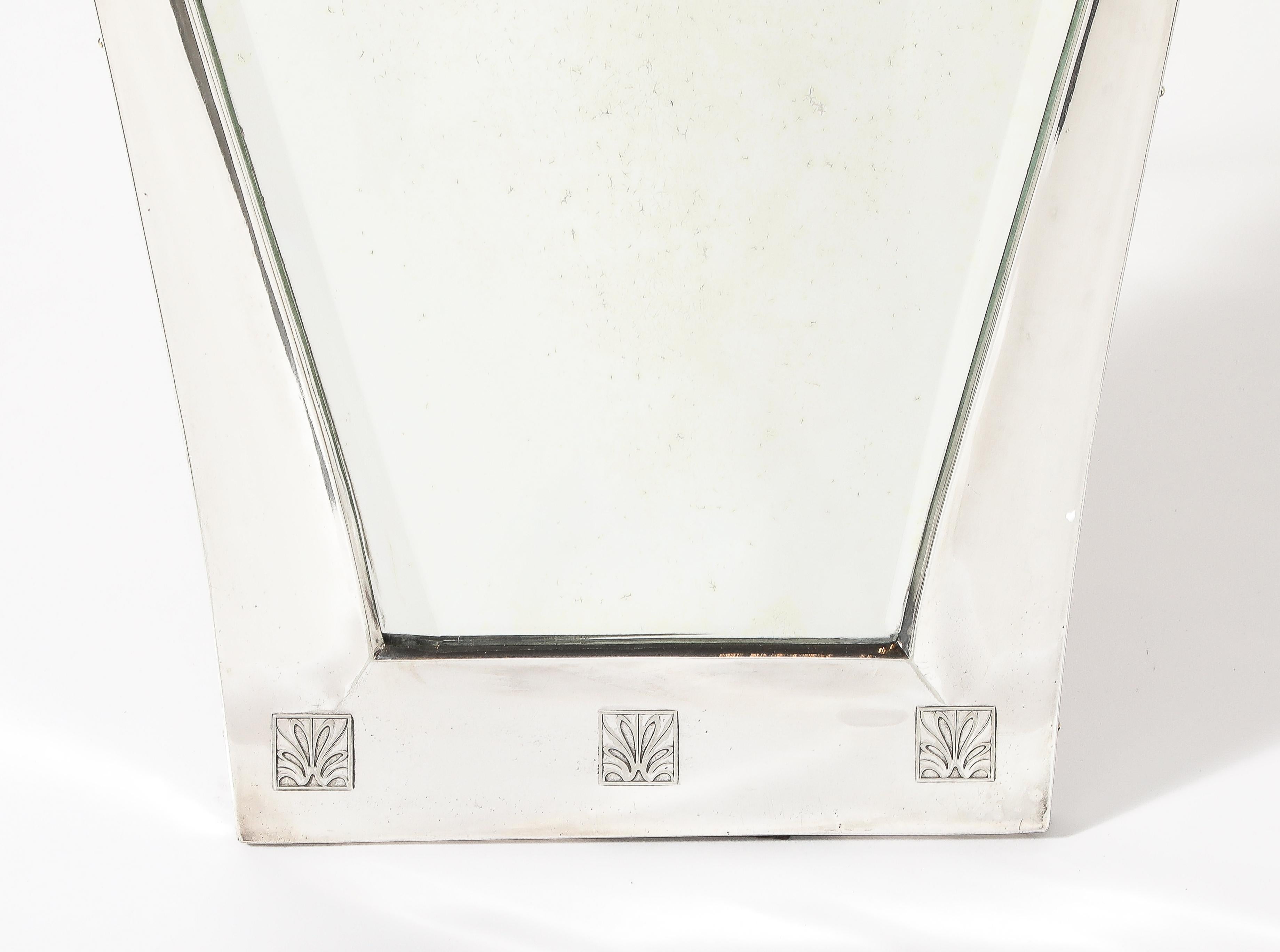 Engraved Austrian Silver Toilette Mirror For Sale