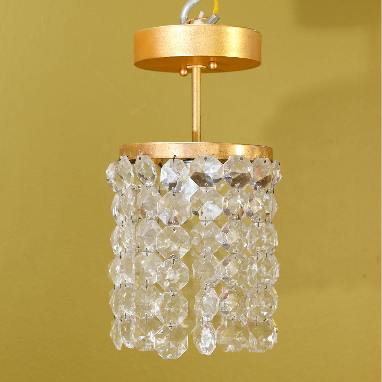 Austrian Single  Flush Mount Pendant With Crystal Ropes In Good Condition In Houston, TX