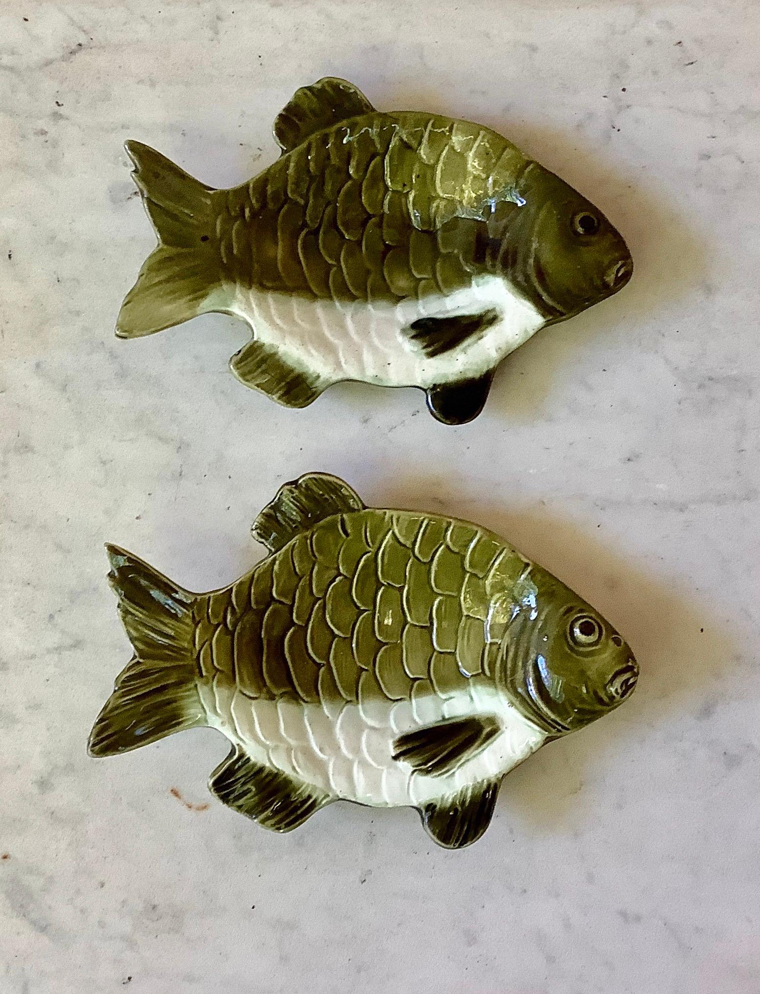 Country Austrian Small Majolica Fish Platter Krause, circa 1890