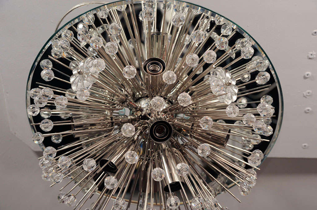 American Custom Austrian Snowflake Crystal Flush Mount For Sale