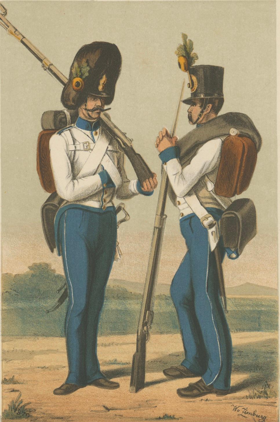 Paper Austrian Soldier & Grenadier, Hoch- und Deutschmeister Regiment 1836–1848 Litho For Sale