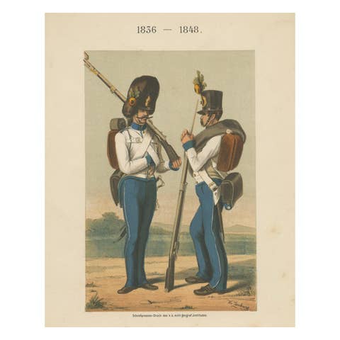 Austrian Soldier & Grenadier, Hoch- und Deutschmeister Regiment 1836–1848 Litho
