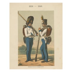 Soldat autrichien et grenadier, régiment Hoch- und Deutschmeister 1836-1848 Litho
