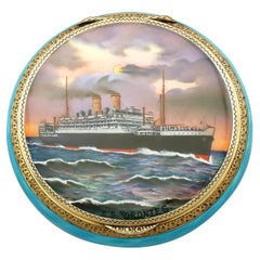 Austrian S.S. Orontes Cruise/ Troopship Sterling Silver and Enamel Compact