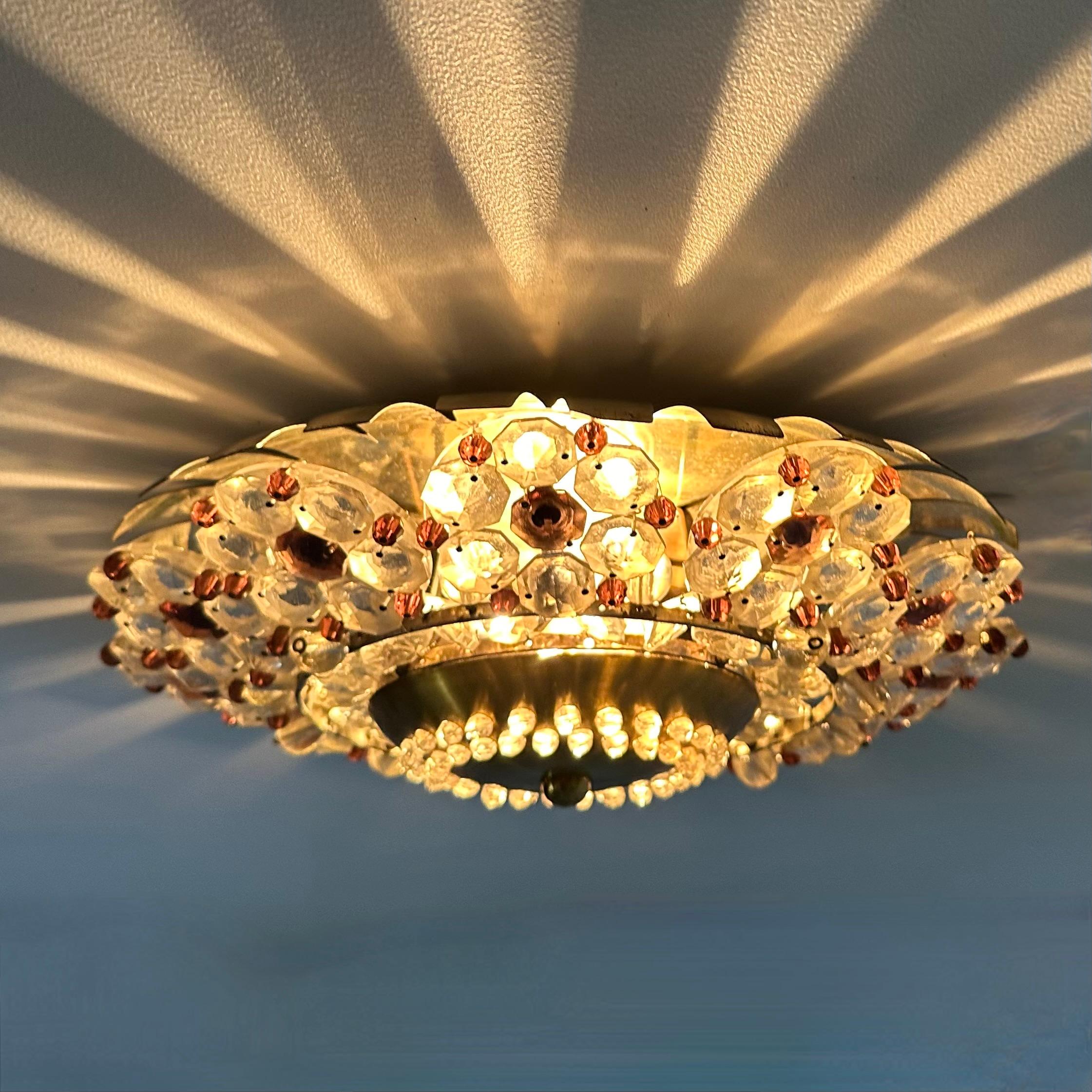 Austrian Stejnar Crytal Flush Light , 1960s For Sale 3