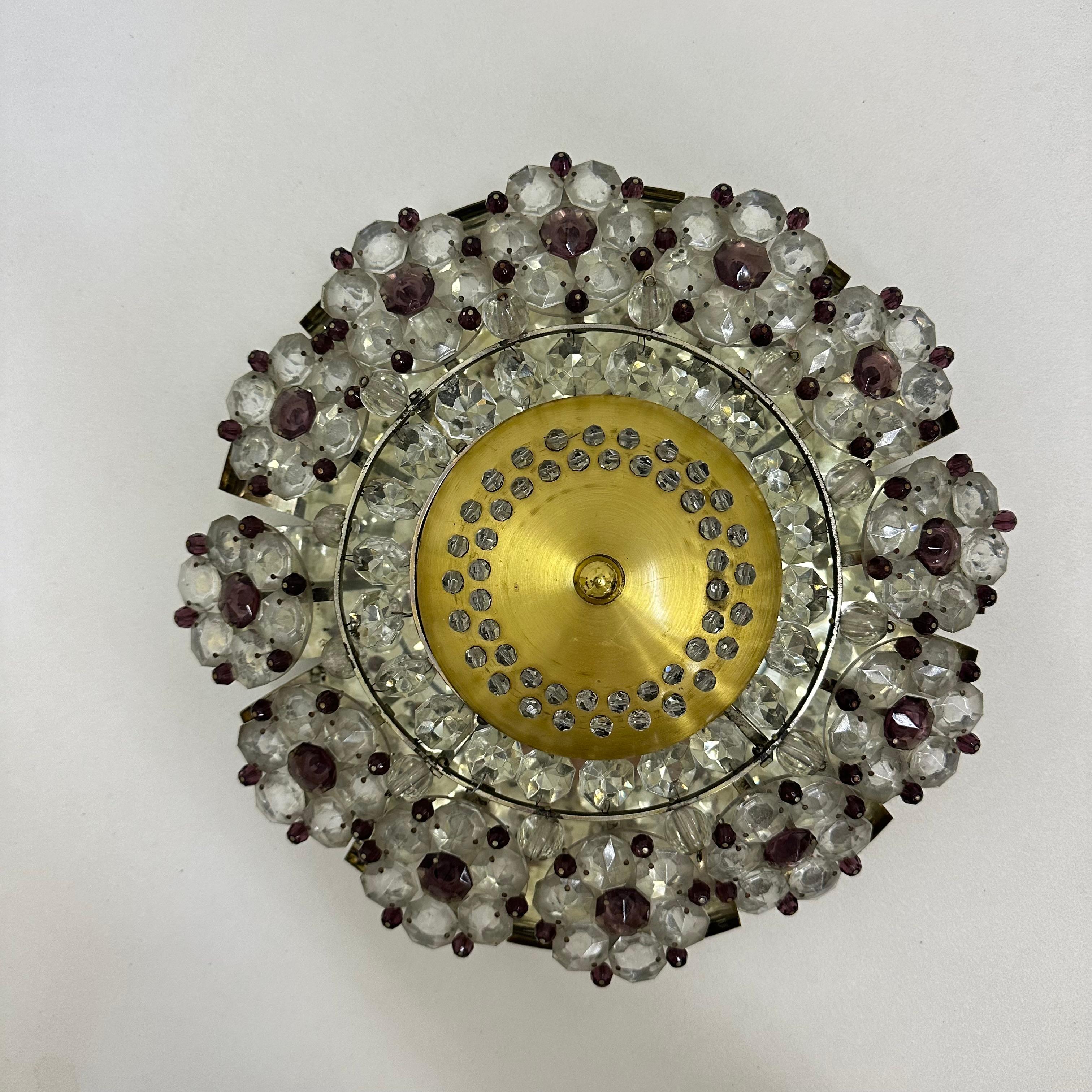 Austrian Stejnar Crytal Flush Light , 1960s For Sale 5