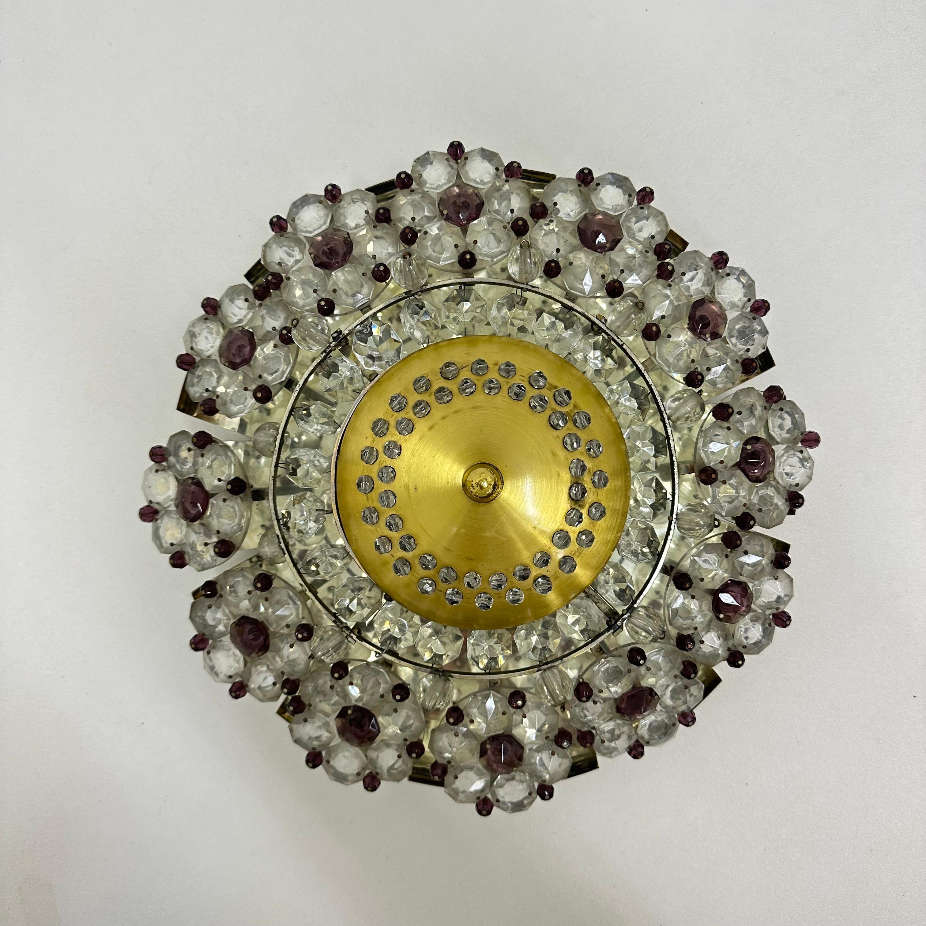 Austrian Stejnar Crytal Flush Light , 1960s For Sale 6