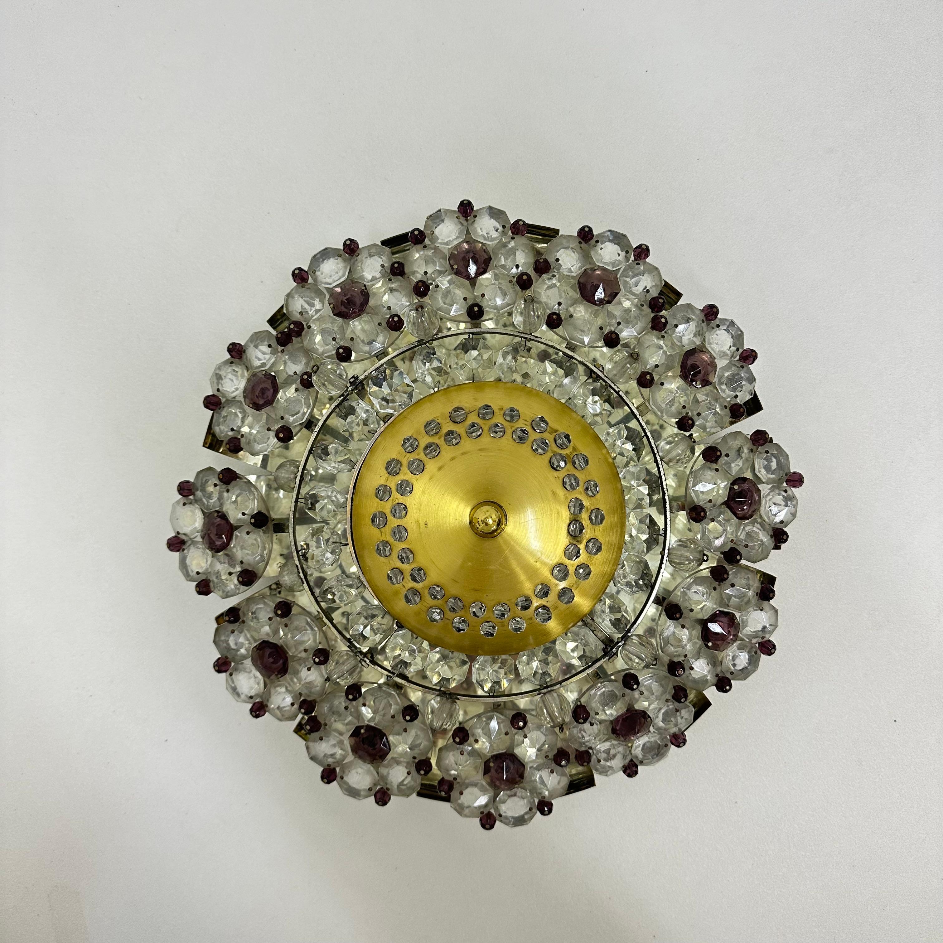 Austrian Stejnar Crytal Flush Light , 1960s For Sale 7