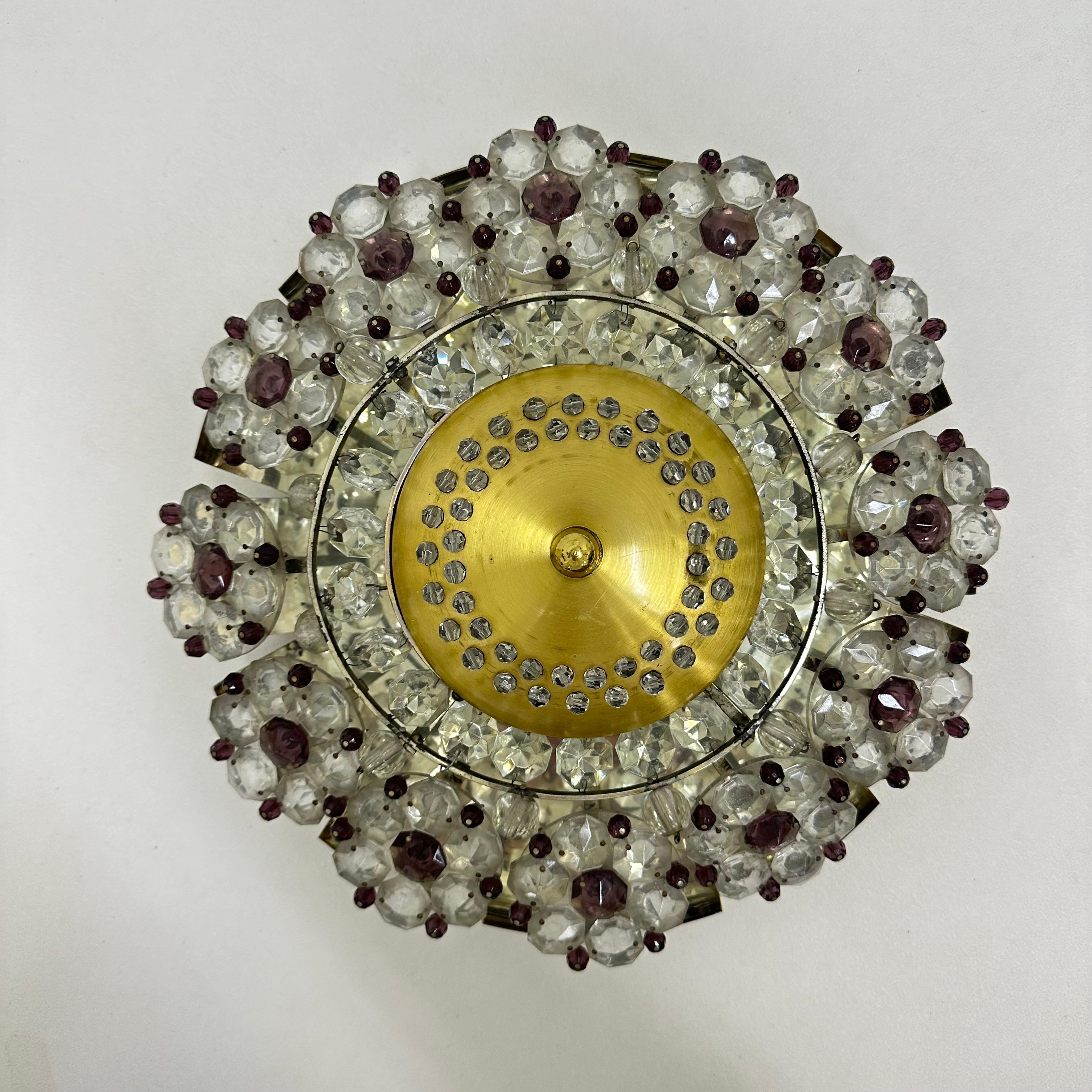 Austrian Stejnar Crytal Flush Light , 1960s For Sale 8