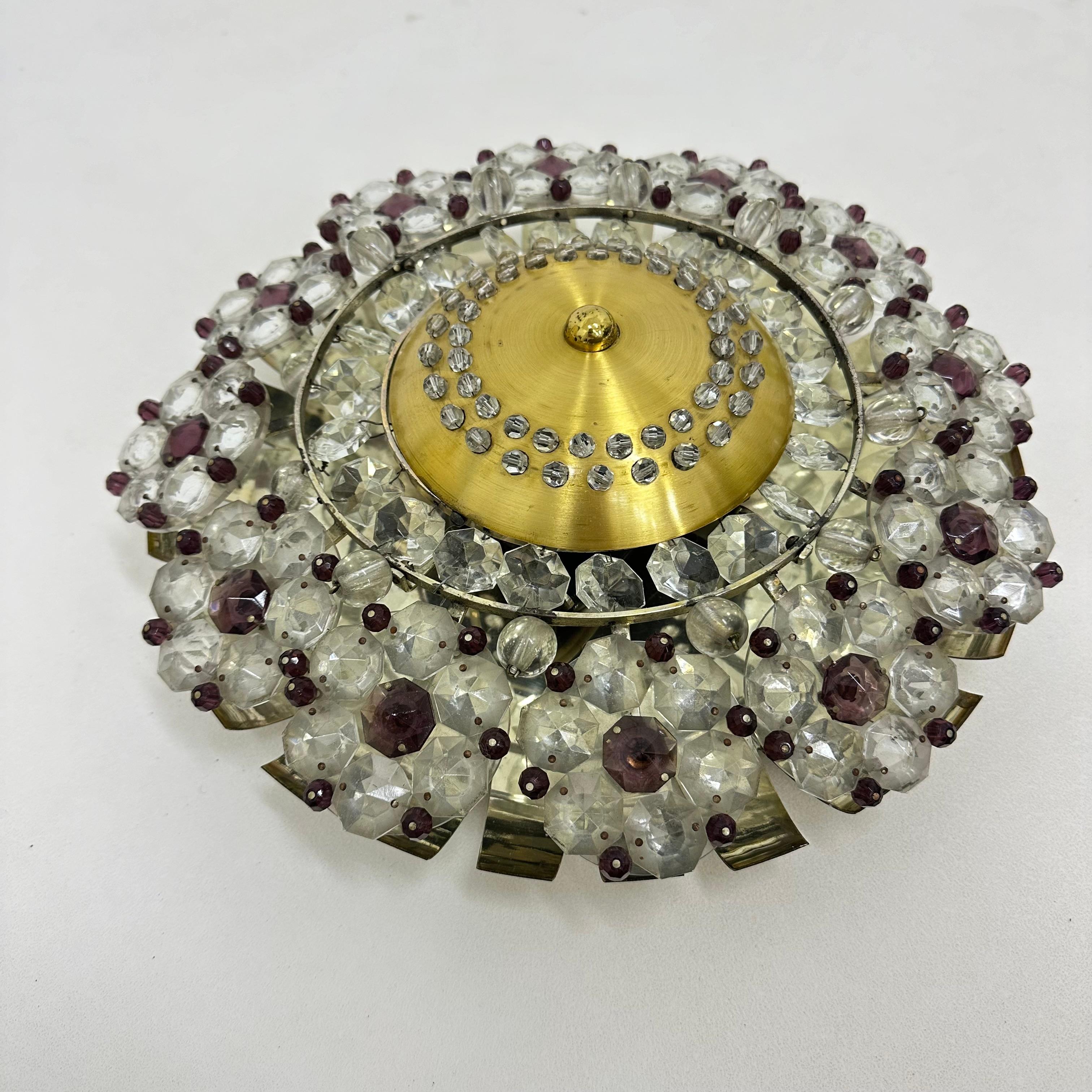 Austrian Stejnar Crytal Flush Light , 1960s For Sale 9