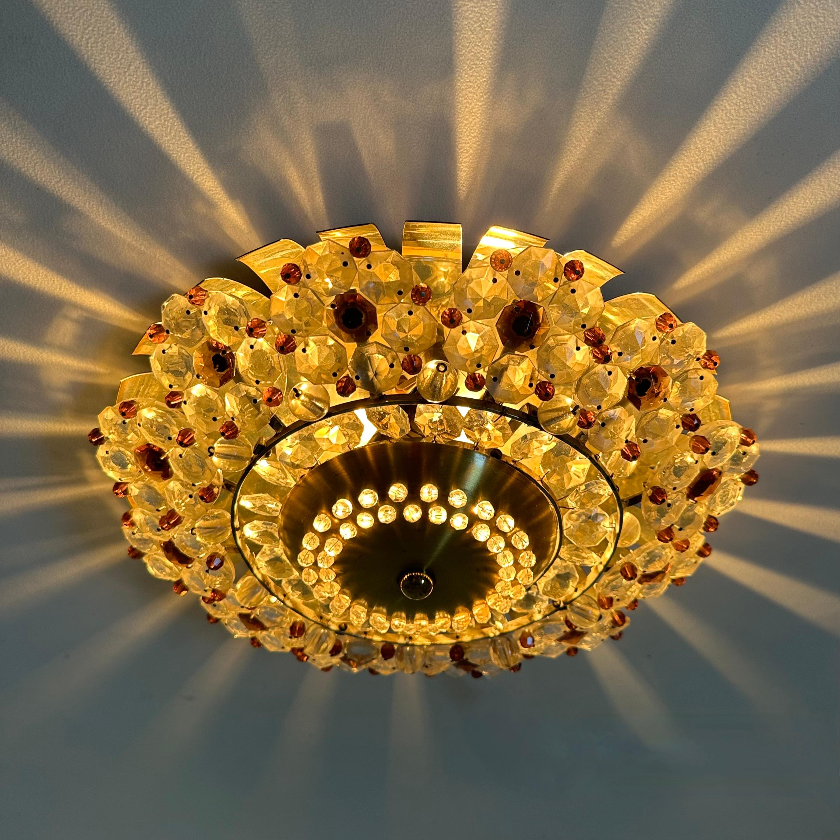 Mid-20th Century Austrian Stejnar Crytal Flush Light , 1960s For Sale