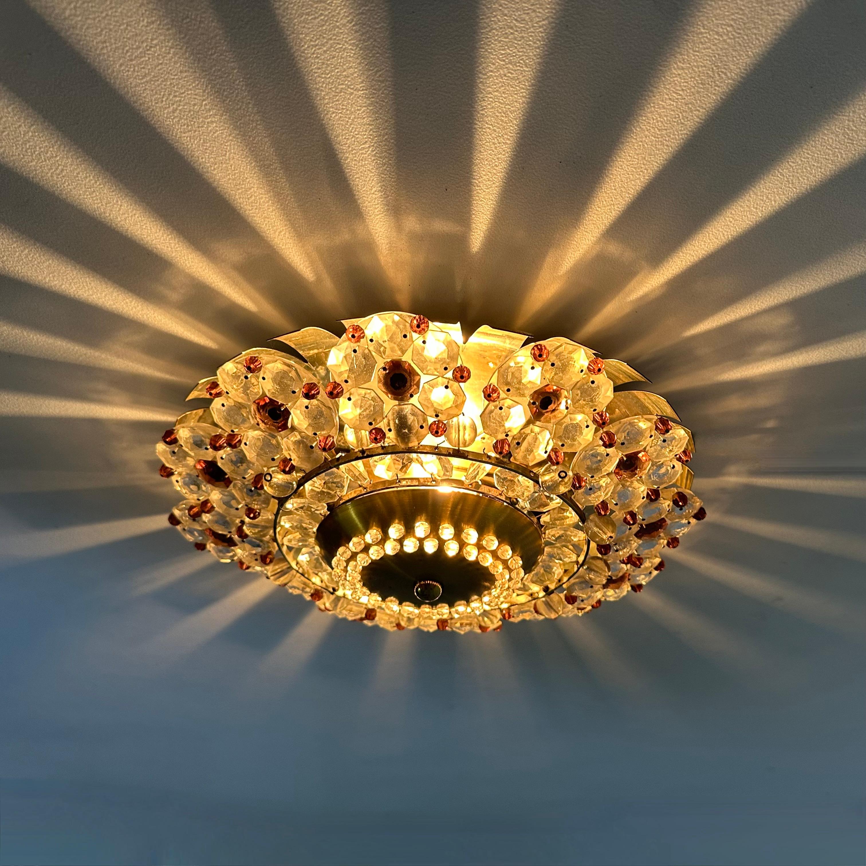 Austrian Stejnar Crytal Flush Light , 1960s For Sale 2