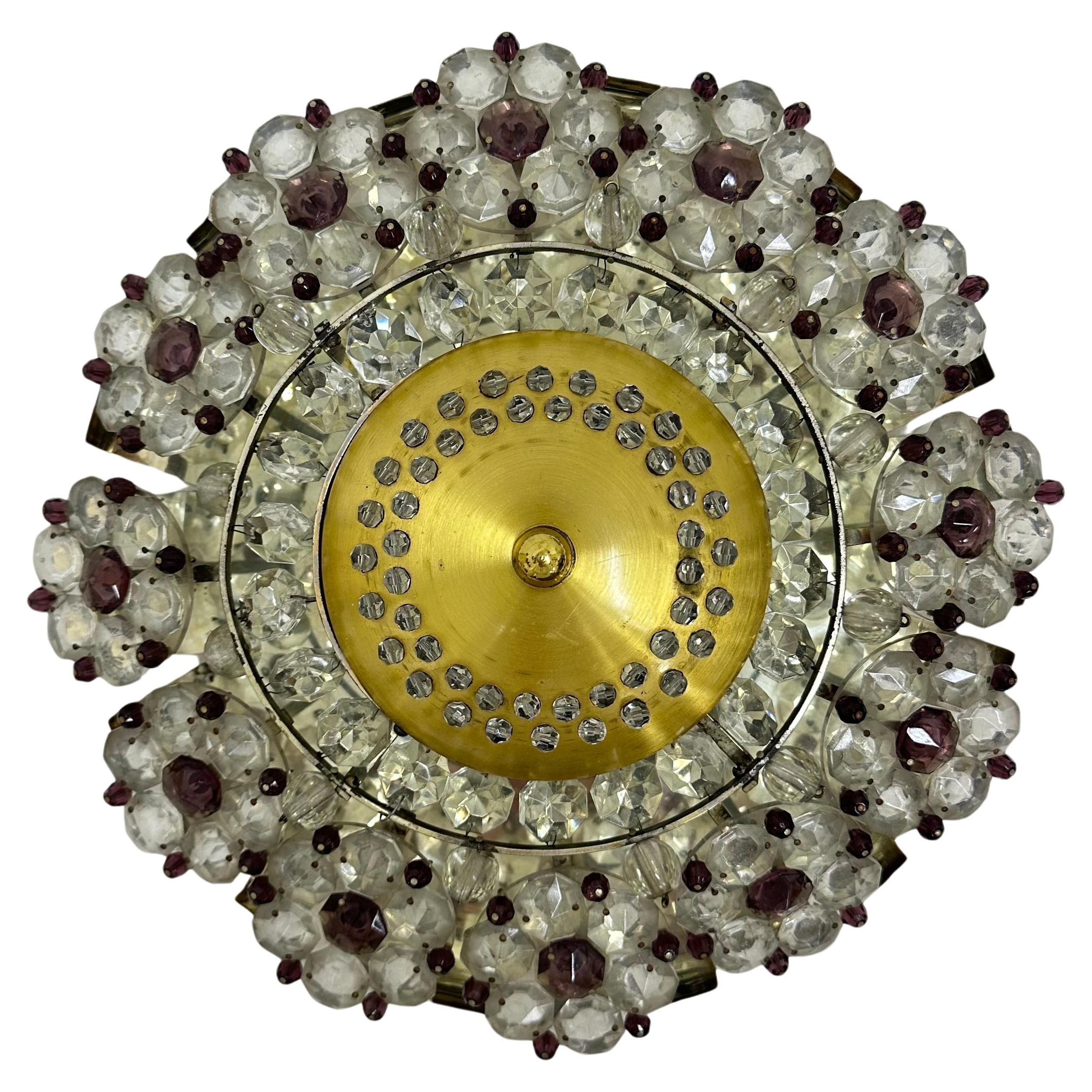 Austrian Stejnar Crytal Flush Light , 1960s