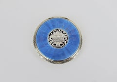 Antique Austrian Sterling Silver and Guilloche Enamel Compact