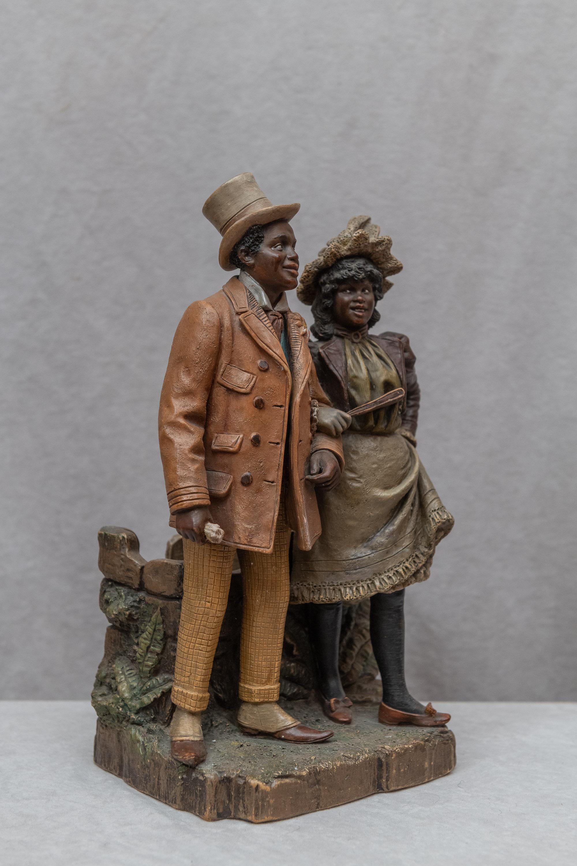 Terracotta is a wonderful material used to make some of the finest sculpture. As much as we love selling bronze sculpture we find that work can done even finer using terracotta. When you add the meticulous paint to the figures it makes the finished