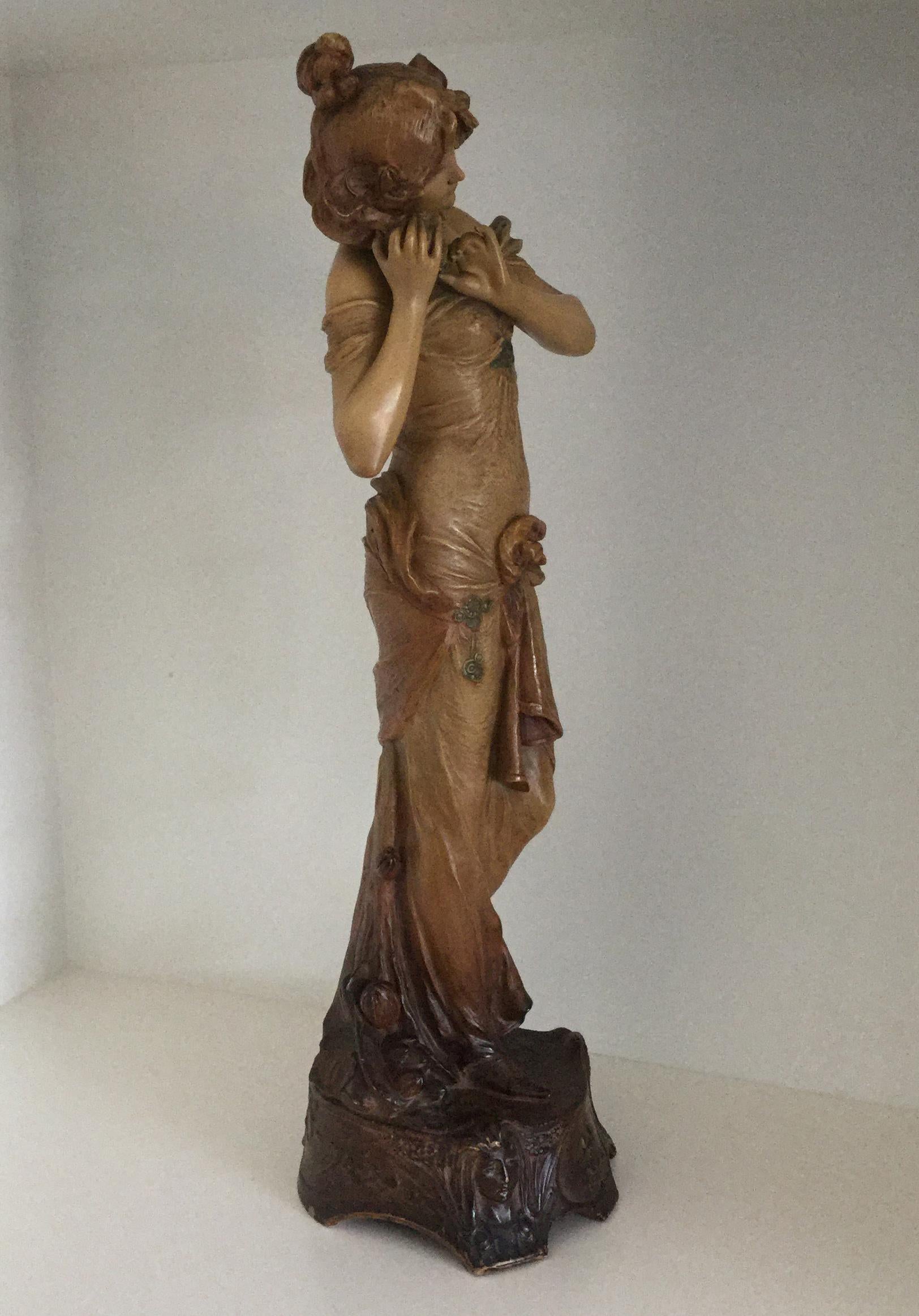 Art Nouveau Austrian Terracotta Sculpture, Ernst Wahliss, 19th Century For Sale 2