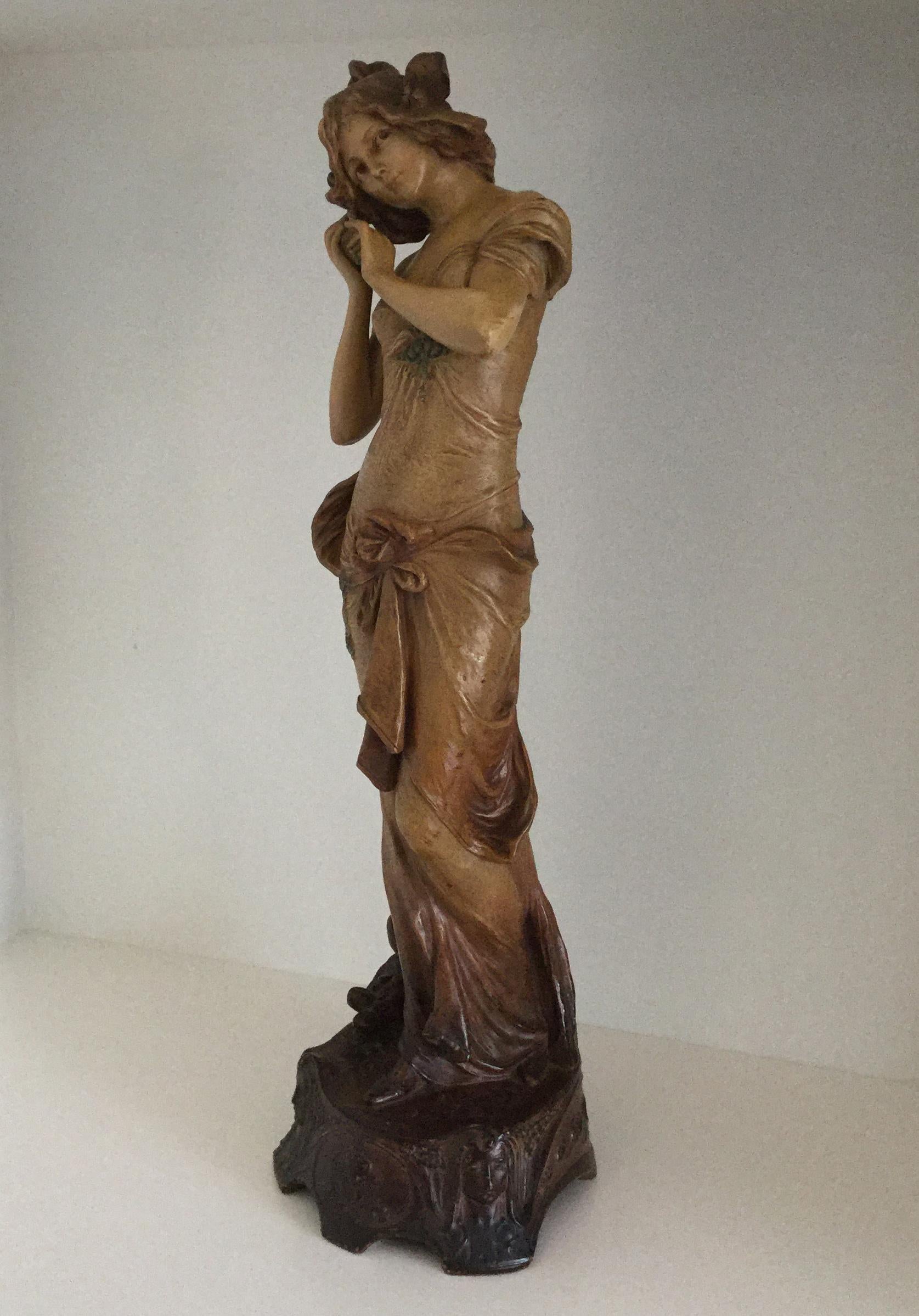 Art Nouveau Austrian Terracotta Sculpture, Ernst Wahliss, 19th Century For Sale 4